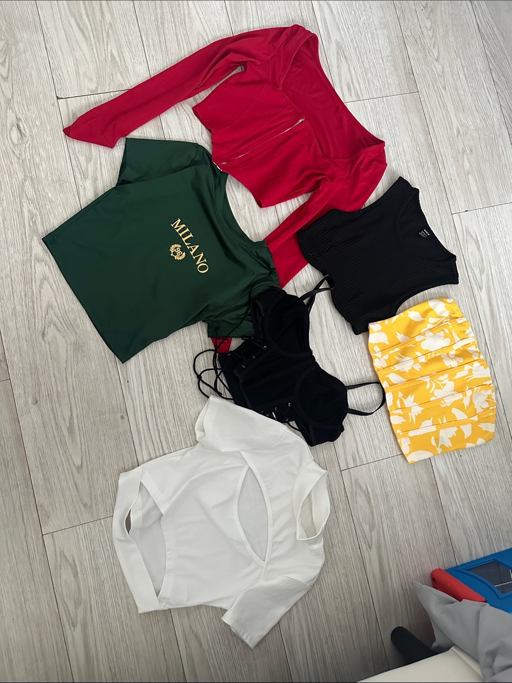SHEIN Red Long-Sleeve Zip Front Crop Top